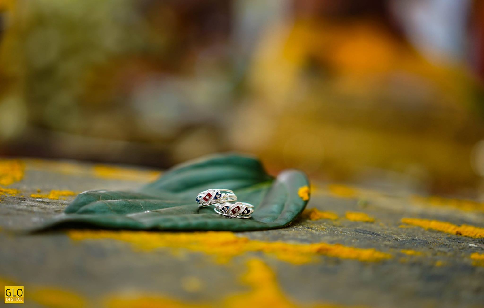 Blue and green enamel silver toe ring