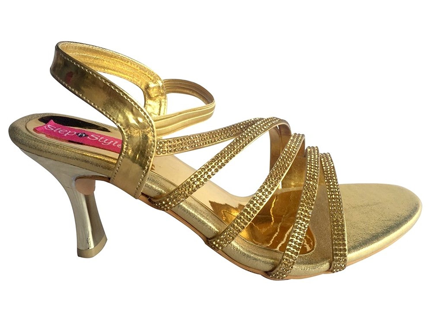  Step n Style Women Gold Strip Party Bridal Sandal