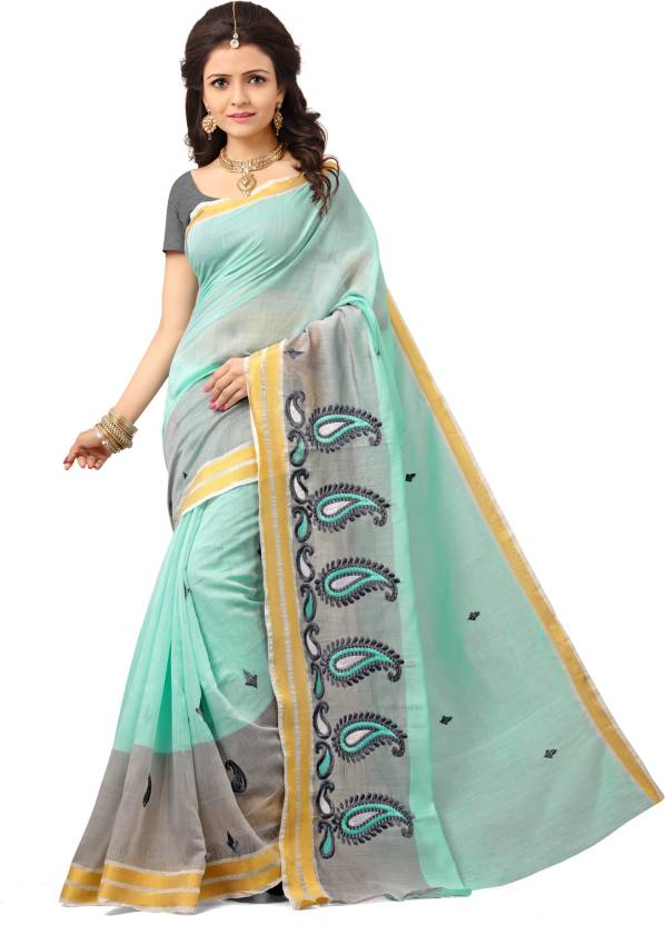 Laddeez Embroidered, Embellished Fashion Cotton Saree