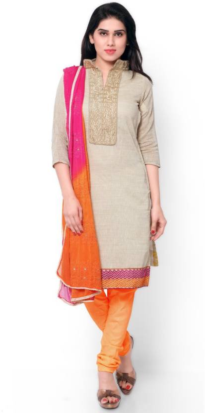 Paroma Art Cotton Embroidered Semi-stitched Salwar Suit 