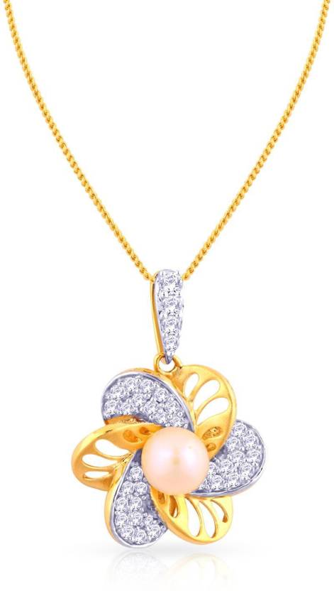 18kt Diamond, Pearl Yellow Gold Pendant