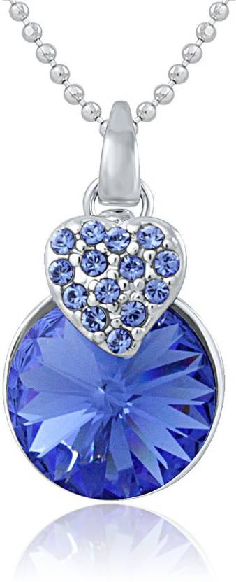 Mahi Rhodium Swarovski Crystal Alloy, Brass Pendant