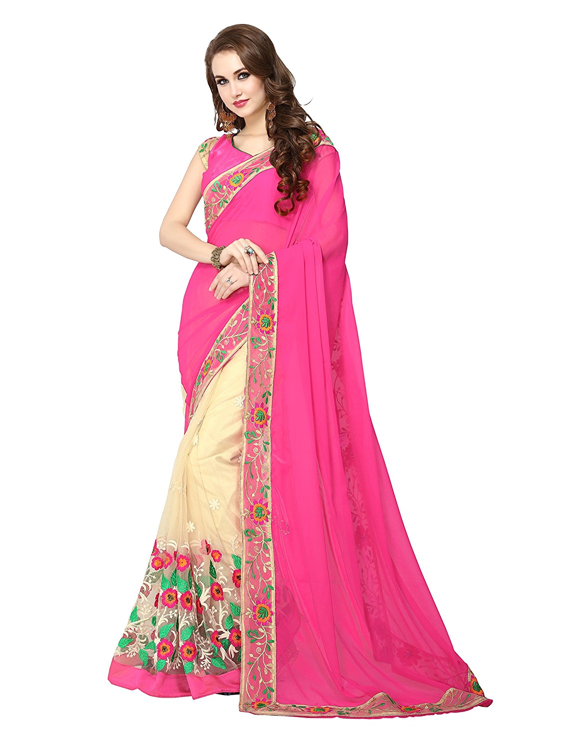 Women Embroidered Georgette Saree