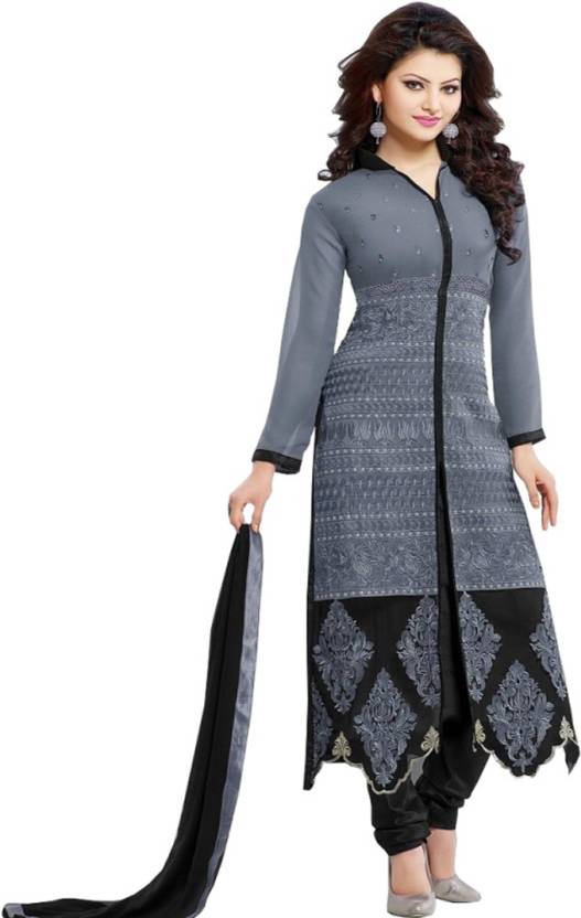 Georgette Embroidered Semi-stitched Salwar Suit Dupatta Material