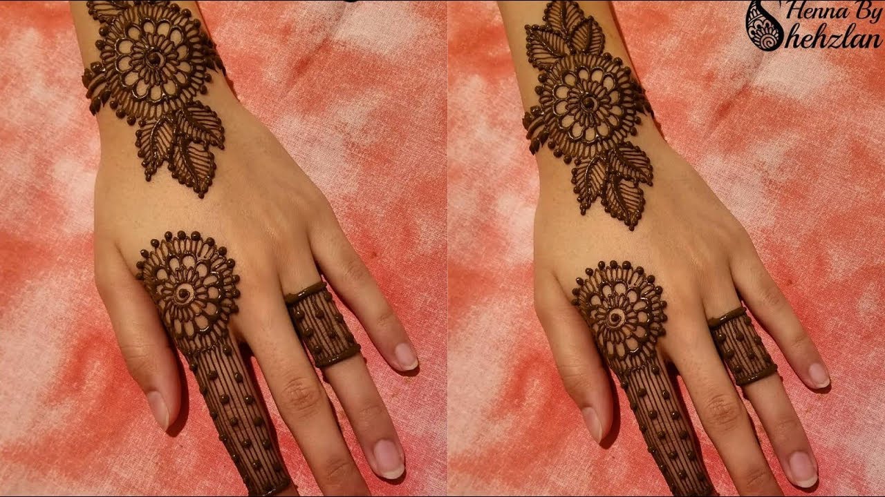 stylish one finger jewellery mehndi design