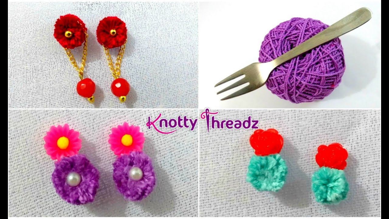 How to Make Trendy Earrings Using Thread | DIY Fancy Studs less than 2 Mins
