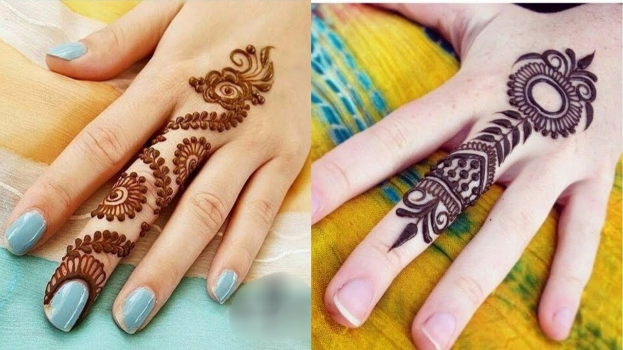 simple and unique centre finger henna design 